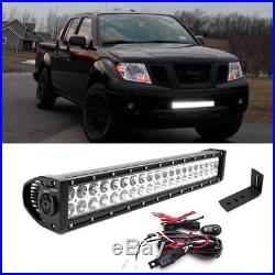 120W 20 LED Light Bar with Lower Bumper Bracket, Wirings For 04+ Nissan Frontier