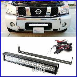 120W 20 LED Light Bar with Lower Bumper Mounting Bracket, Wiring For Nissan Titan