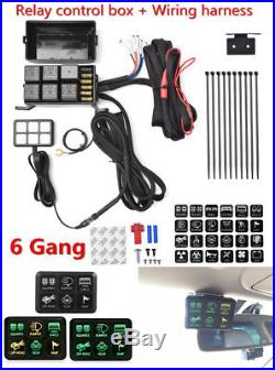12V 960W Car Boat 6LED Switch Panel Relay Control Box+Wiring Harness Waterproof
