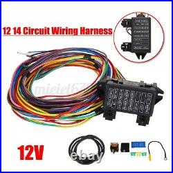 12 Circuit Universal Wiring Harness 14 Fuse Auto Car Rod Street Hot Wires Kit XL