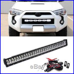 180W 30 LED Light Bar with Lower Bumper Bracket, Wiring For 14-19 Toyota 4Runner