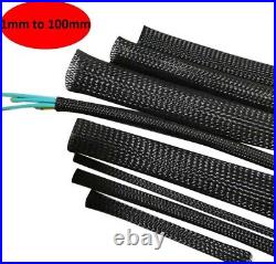 1mm -100mm Black Expandable Braided Cable Sleeving Wire Harness Auto Sheathing