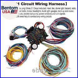 21 Circuit Wiring Harness Kit Universal Extra Long Wires for Ford, Chevy, Chry