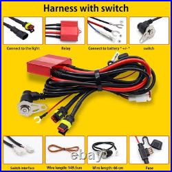 2PCS Motorcycle Auxiliary Lights Front Spotlight with Wiring Harness and Yellow