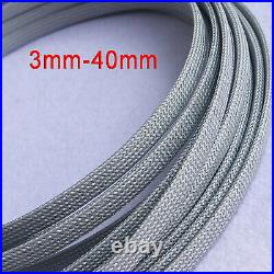 Ø3-40mm Silver PET Braided Sleeving Braid Cable Wiring Harness Loom Protection