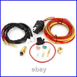 40A Electric Double Fan Radiator Wiring Harness Relays Kit Thermostat Switch 12V