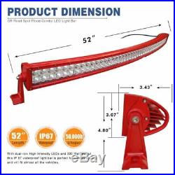 52 Inch Curved Red Led Light Bar Offroad Lights with Wiring Harness Truck, SUV NEW