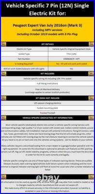 7 Pin Towbar Electrics Wiring Kit for Peugeot Expert Van July 2016on Mark 3 MPV