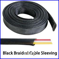 Black Braided Cable Sleeve/Sheathe Various Sizes-Automotive Wire Harness Sheath
