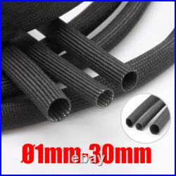 Black Braided Cable Sleeving Expandable Wire Harness Fiberglass Sheathing 1-30mm Black Braided Cable Sleeving Expandable Wire Harness Fiberglass Sheathing 1-30mm