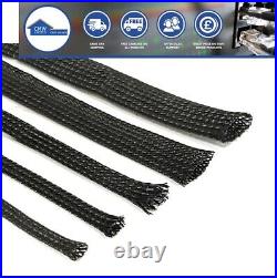 Black Braided Cable Sleeving Sock Expandable Sheathing Wire Harness Loom Marine