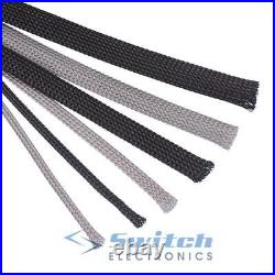 Black Grey Expandable Braided Cable Sleeving 3mm to 50mm Wire Harness Sheathing