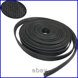 Black Insulated Braided Sleeving Tight Wire Harness Cable Flexible Cable Sleeve