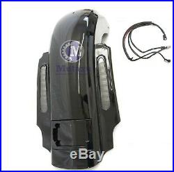 CVO Dual Cut Stretched Rear Fender w LED + Wire Harness for 14 up Harley Touring
