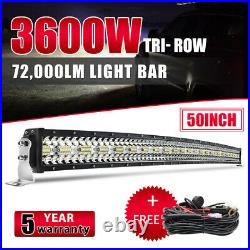 Curved 50inch 3600W LED Light Bar Spot Flood Combo Driving Offroad SUV 4WD VS 52