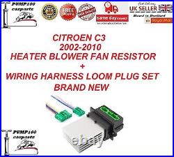 For Citroen C3 02-10 Heater Blower Fan Resistor + Wiring Harness Loom Plug Set