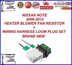 For Nissan Note 06-12 Heater Blower Fan Resistor + Wiring Harness Loom Plug Set