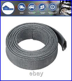 Grey Braided Cable Sleeving Sock Expandable Sheathing Wire Harness Loom Marine