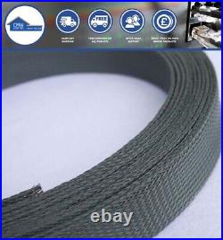 Grey Braided Cable Sleeving Sock Expandable Sheathing Wire Harness Loom Marine
