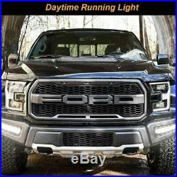 LED DRL with Turn Signal Fog Light Bezels fit 2017 2018 2019 For Ford F-150 Raptor