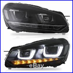 LED Headlights with DRL Sequential Turn Sig. For 2008-2013 VW Golf MK6 TDI TSI