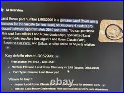 Land Rover Discovery 4 2010-2016 Tailgate Wiring Harness LR052996