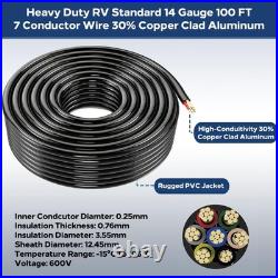 Lcrslitx 100Ft 7 Way Trailer Wire 14 Gauge 7 Conductor Wiring Harness 30 Cca