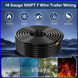 Lcrslitx 100Ft 7 Way Trailer Wire 14 Gauge 7 Conductor Wiring Harness 30 Cca