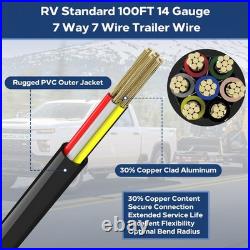 Lcrslitx 100Ft 7 Way Trailer Wire 14 Gauge 7 Conductor Wiring Harness 30 Cca