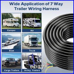 Lcrslitx 100Ft 7 Way Trailer Wire 14 Gauge 7 Conductor Wiring Harness 30 Cca