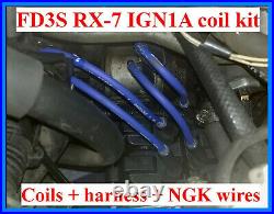 Mazda RX-7 93-5 IGN1A ignition coil upgrade + NGK spark plug wires + harness AEM