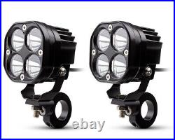 Motorbike Spotlight Foglight LED Kit 40W Lamps + Wiring Harness Switch Clamps