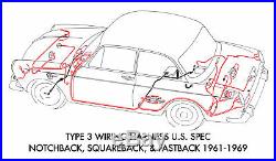 New VW Type 3 Wiring Harness U. S. Spec 1961-1969 Notchback Squareback Fastback
