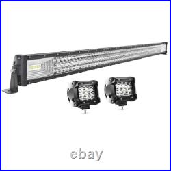 Offroad Car LED Light Bar 22/32/42/52 Inch+2x 4 Work Lights+Wiring Harness Kit