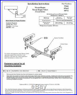 Reese Trailer Tow Hitch For 08-19 Nissan Rogue with Wiring Harness Kit