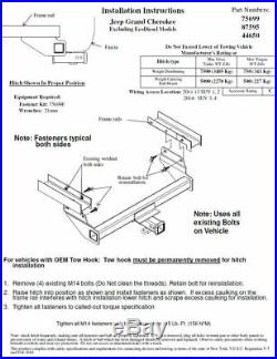 Reese Trailer Tow Hitch For 14-20 Jeep Grand Cherokee with Wiring Harness Kit