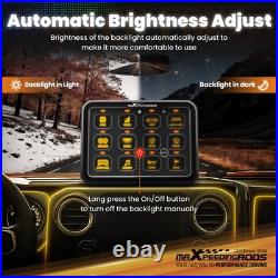 Universal Touch Switch Panel 12 Gang For Car Pickup UTV ATV Boat RGB 960W 12V
