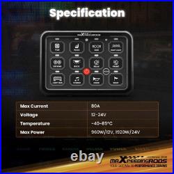 Universal Touch Switch Panel 12 Gang For Car Pickup UTV ATV Boat RGB 960W 12V