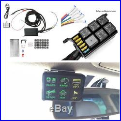 Waterproof 12V Car Boats 6LED Switch Panel Relay Control Box+Wiring Harness Kit